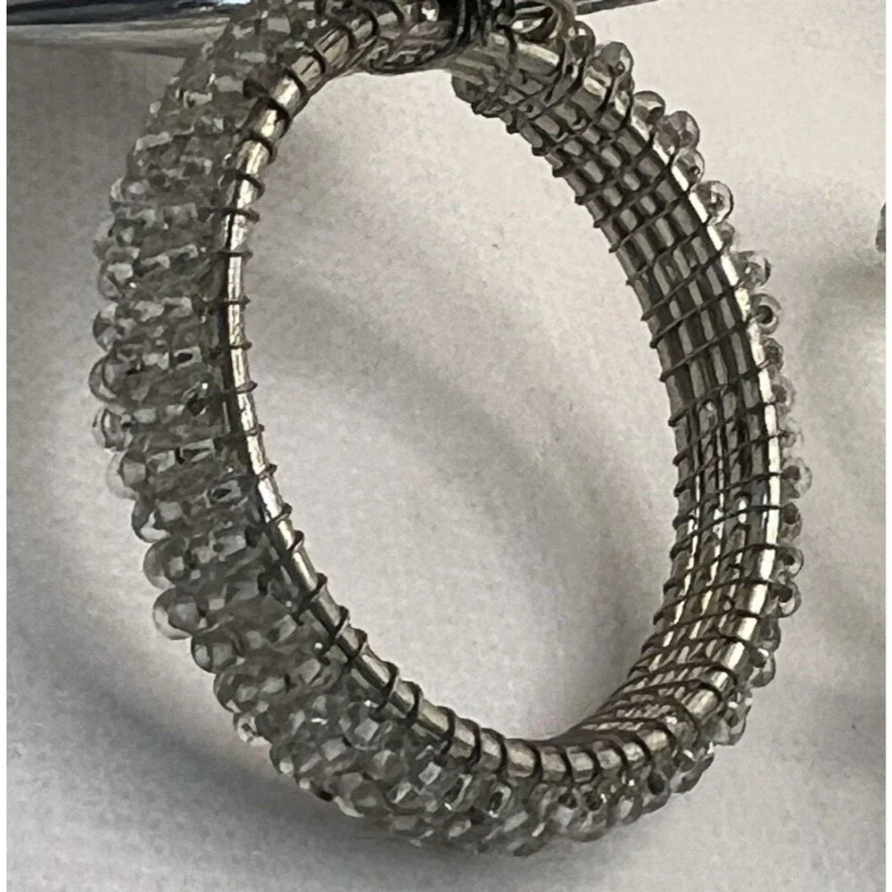 8 Z Gallerie Starburst Napkin Rings Beaded silver snowflake Chrome glam